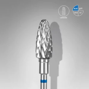 Fresa de carburo tipo «maíz» azul, diámetro 6 mm, parte de trabajo 14 mm, STALEKS EXPERT